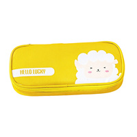 Trousse à crayons en toile motif mouton et lapin, grande capacité, avec fermeture éclair, couleur macaron, personnalisable, pour l'école et le bureau