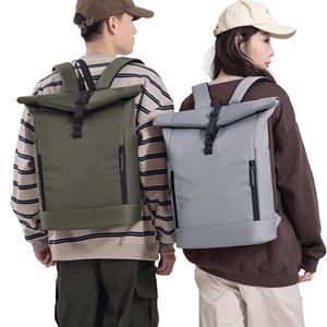 Large Capacity Unisex <b>Roll</b> <b>Top</b> Daypack Waterproof Oxford Laptop <b>Backpack</b> Polyester Simple for Travel College - Product Image 4