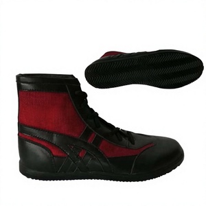 Chaussures de boxe Saibro à lacets en similicuir rouge et noir, respirantes, bottes de sport de haute qualité, logo personnalisé, vos designs - Product Image 4