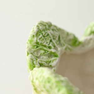 Vaso di verdure in ceramica verde squisito a forma di cavolo cinese pennello cosmetico penna adatta decorazione da tavolo - Product Image 4