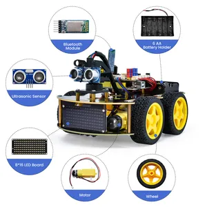 سيارة رباعية العجلات متعددة الأغراض V2.0 بتقنية بلوتوث ألعاب جذعية تعليمية طقم روبوتات سيارة لأردوينو