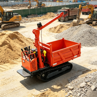 Chargeuse sur chenilles diesel de 1 tonne avec benne hydraulique, pompe et engrenages, moment de charge élevé pour ferme/verger/rizière, certifiée CE
