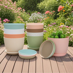 Pots de plantes de serre en plastique en gros d'usine Pots de fleurs ronds durables avec plateau <span class=keywords><strong>pour</strong></span> jardins de fleurs - Product Image 1