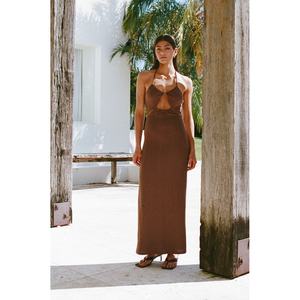 Robe maxi décontractée pour femmes en tissu côtelé tricoté, style personnalisé, nouvelle conception de haute qualité, été-printemps - Product Image 1