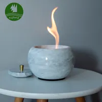 Yüksek kaliteli dumansız gerçek mermer taş masa üstü Mini kişisel masa taşınabilir alkol brülör Firepit biyo etanol ateş çukuru