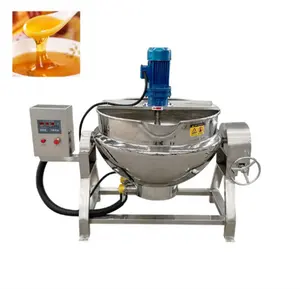 Chaleira de doces de aço inoxidável 50-1000l, chaleira elétrica de cozinhar com agitador, vapor a gás, chaleira elétrica com misturador