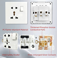Prise murale universelle britannique avec ports USB-A et Type-C, interrupteur d'éclairage pour chambre à coucher, 13/16A, pour hôtel, maison, décoration