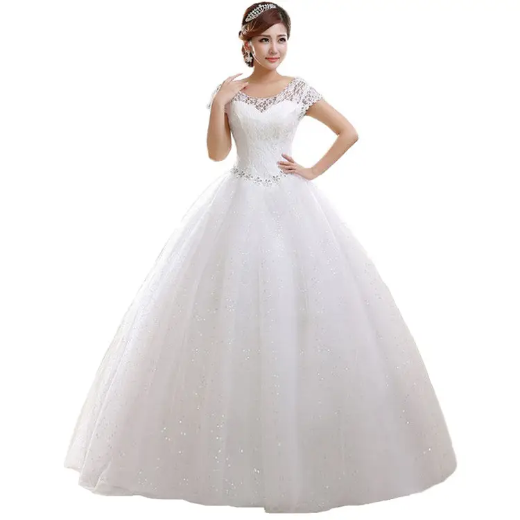 2021 Fashion cheapest floor length wedding gown bridal lace wedding dress