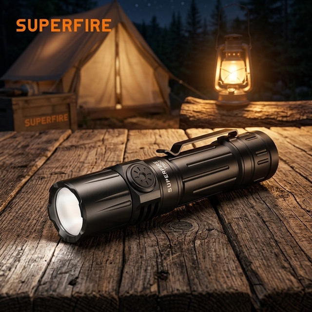 SUPERFIRE 1800 Lumens Bright Magnetic EDC Flashlight Rechargeable USB LED Waterproof Aluminum Alloy Camping Small Portable
