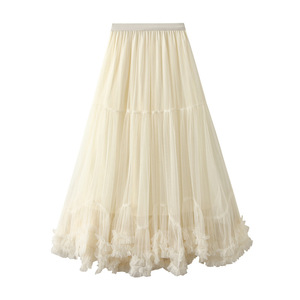 S0490X <span class=keywords><strong>Jupe</strong></span> <span class=keywords><strong>tutu</strong></span> <span class=keywords><strong>grande</strong></span> ampleur en maille, style mode, avec dentelle à volants, coupe mi-longue et design évasé - Product Image 2