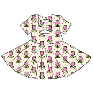 Nuovissimo Abito Primaverile 2026 per Bambine, Vestito Intero con Stampa Personalizzata, Fiocco sulla Schiena, Collo Tondo, Lunghezza al Ginocchio - Product Image 6