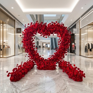 Arco Floral en Forma <span class=keywords><strong>de</strong></span> Corazón con Flores, Arreglo Floral, Arco Rojo en Forma <span class=keywords><strong>de</strong></span> Corazón, Rosa <span class=keywords><strong>de</strong></span> Seda, Arco <span class=keywords><strong>de</strong></span> Corazón <span class=keywords><strong>de</strong></span> Amor <span class=keywords><strong>para</strong></span> Decoración <span class=keywords><strong>de</strong></span> Bodas - Product Image 1