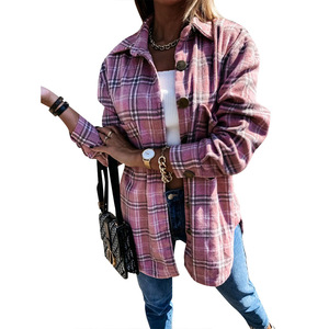 <span class=keywords><strong>Manteau</strong></span> en laine mélangée à <span class=keywords><strong>carreaux</strong></span> pour femme, collection automne-hiver 2026, coupe ample mi-longue, veste boutonnée style overshirt - Product Image 3
