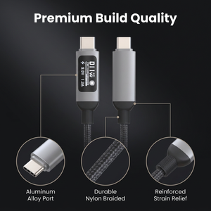 Câble USB-C en nylon tressé en alliage d'aluminium durable 60W PD avec affichage numérique LED de <span class=keywords><strong>puissance</strong></span>/tension en temps réel pour une charge sécurisée - Product Image 6