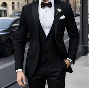 <span class=keywords><strong>Costume</strong></span> d'affaires trois pièces pour homme, design personnalisable, <span class=keywords><strong>avec</strong></span> surpiqûres colorées, simple boutonnage, revers pointu, coupe ajustée - Product Image 3