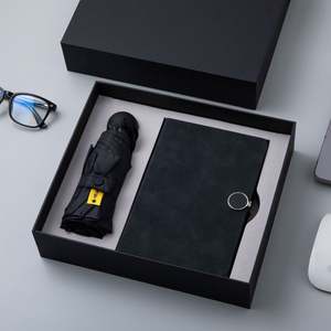 ชุดของขวัญสำหรับผู้ชายร่มพร้อมโลโก้สินค้าส่งเสริมการขายสมุดโน๊ตหนังวีแกนและปากกา - Product Image 3