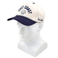 Op maat gemaakte touw trucker pet, tweekleurige baseballcap met geborduurd shell logo, gestructureerde 5-delige touwpet voor strandvakantie souvenir
