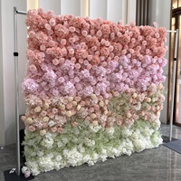 Mur de fleurs en soie de rose entièrement faites à la main pour la décoration de cérémonies de mariage et de festivals en plein air