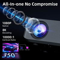 Projecteur intelligent natif 1080P avec mise au point automatique, décodage 8K, WiFi 6, Bluetooth et Dolby Audio pour le home cinéma et la chambre à coucher