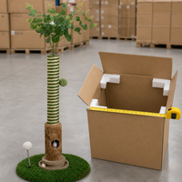 YAOYUE Arbre à chat en sisal avec cabane en peluche, sommet en feuille d'eucalyptus, base en herbe artificielle bicolore, 90 cm