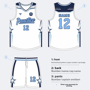 Tenues de basketball personnalisées américaines pour femmes et hommes, ensembles de maillots à manches courtes 100 % polyester antibactérien pour les sports universitaires - Product Image 4