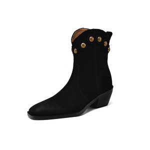 Bottes d'hiver pour femmes, style bare boots, respirantes, à enfiler, avec tige en cuir de vachette et semelle intérieure en EVA, pour l'automne/hiver - Product Image 2
