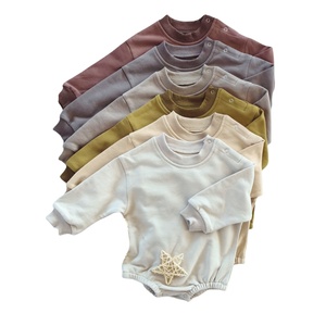 Mono de color sólido Ins primavera Otoño, ropa, traje de gateo para niños y niñas, mono de bebé - Product Image 3