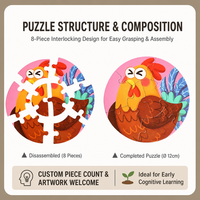 Puzzle rond personnalisable à thème, 8 pièces, 12*12cm, jouet éducatif, puzzle en papier, impressions personnalisées.