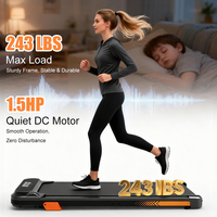 Tapis de course pliable portable en acier TheNeat 2-en-1 2,5 CV ultra-silencieux, plage de vitesse 1-6 km/h, inclinaison manuelle, télécommande, LED