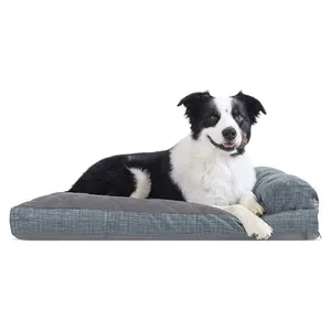 Tedarikçiler özel peluş dikdörtgen çıkarılabilir taşınabilir katlanabilir köpek evi kulübesi yatak mat çiğnemek geçirmez rahat sıcak katlanabilir köpek yatağı