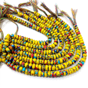 Agate Fordite Jaune Rondelle Lisse et Polie 8 Pouces - Product Image 1