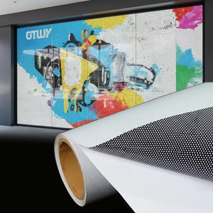 ฟิล์มไวนิลแบบมีรูพรุน GOOSAM 120gsm สำหรับงานพิมพ์ Eco Solvent UV วัสดุสติกเกอร์ติดกระจกแบบมองเห็นทางเดียว - Product Image 1