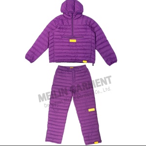 Custom logo Winter Violet Outdoor Padded Quilted <b>Down</b> Tracksuit Puffer <b>Pants</b> and Jacket Set Manufacturer - Product Image 1