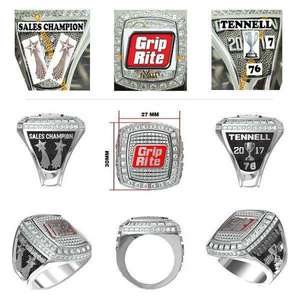 Anillo de Campeonato Personalizado de Alta Calidad con Cristales de Rhinestone, Chapado en Plata/Oro, Unisex, Anillos de Campeones Personalizables - Product Image 1