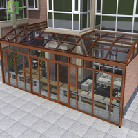 Maison de soleil en verre préfabriquée au design moderne, véranda en aluminium avec toit pour jardin résidentiel à vendre