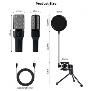 Demao X1R USB Streaming Podcast Micrófono Estudio Cardioide Condensador <span class=keywords><strong>Mic</strong></span> Kit con Soporte de Brazo <span class=keywords><strong>PC</strong></span> Grabación YouTube Karaoke Gaming - Product Image 5