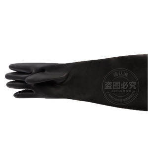 Guantes de Trabajo de Seguridad Industrial Dongfanghong OEM, Extra Largos, Resistentes a Ácidos y Álcalis, de Látex Natural Negro - Product Image 2