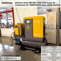 Compresseur d'air industriel à vis AirHorse CE certifié ASME 15 kW 20 CV 16 bars 42 CFM 4 en 1 pour machine de découpe laser 1500-2000 W