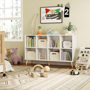 Libreria Moderna in Legno Multi-Cubo con Gambe, <span class=keywords><strong>Design</strong></span> Autonomo, Ripiani Aperti Personalizzabili, Organizzatore per Stoccaggio - Product Image 4