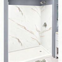 Oushe Modern 3D PVC Kit de pared de baño Juego completo incluye clavos/pegamento impermeable y panel de pared SPC a prueba de moho