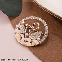 Nouvelle Broche Élégante en Alliage Plaqué Or avec Strass en Cristal et Pierre Œil de Chat, Motif Trèfle Exquis, Cadeau pour Femme