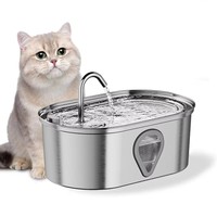Tempat Minum Hewan Peliharaan Pintar Premium 3.5L 304 Stainless Steel Dispenser Air Otomatis dengan Lampu LED dan Pompa untuk Kucing dan Anjing