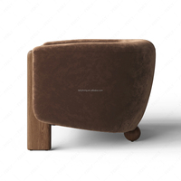 Fauteuil FERLY moderne en velours, fauteuil lounge de luxe à dossier incurvé avec pieds épais pour salon, chambre à coucher, hall d'hôtel