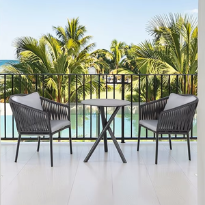 เก้าอี้พักผ่อนระเบียงคาเฟ่สวนสไตล์โมเดิร์น เฟอร์นิเจอร์ร้านอาหารกลางแจ้ง เก้าอี้รับประทานอาหารเชือกถัก - Product Image 2