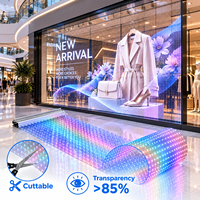 Film LED transparent P6 à coller sur verre, film LED pour fenêtre 1000x240mm, film LED adhésif cristallin pour affichage en magasin de détail