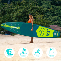 FUNWATER Planche de SUP gonflable en promotion, super large, 385 cm, charge lourde 215 kg, avec accessoires complets