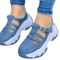 Chaussures de sport décontractées plates à bout rond et semelle épaisse, boutonnées, basses, grande taille, neuves, vente en gros d'usine pour femmes