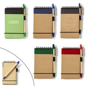 Promotional Eco-Friendly PU Leather Hardcover Top Flip Coil Spiral Binding Elastic Strap Bulk <b>Mini</b> School Notepad Pen Business - Product Image 1
