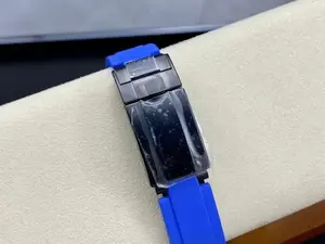 High-End Carbon Fiber Mechanical <b>Watch</b> Tonneau NH35 Diver's Blue Black Gold <b>Skeletonized</b> Wristwatch Exudes Trendiness Precision - Product Image 4