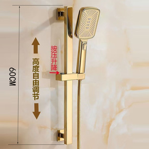 Gold <b>Shower</b> Set All Brass Rain Spray Rectangle Portable Bathroom Faucet With Vacuum Coating Corrosion Prevention - Product Image 4